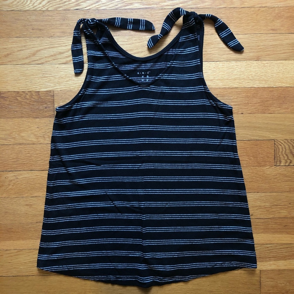 A New Day Shoulder Tie Stripped Tank Top